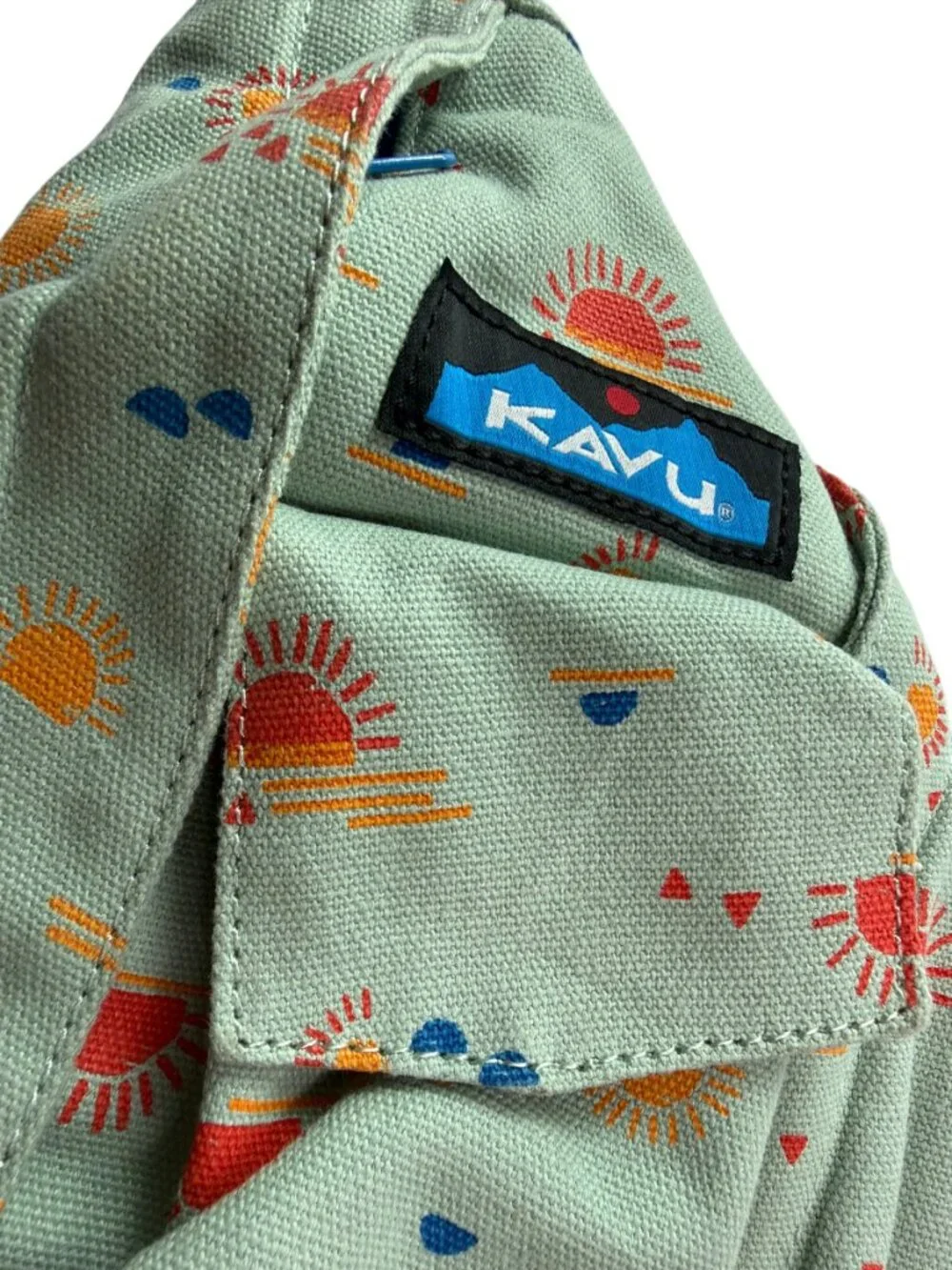 KAVU Backpack Rope Bag Sling Style Sun Print.  Zip Pockets
